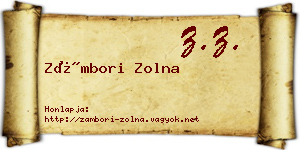 Zámbori Zolna névjegykártya